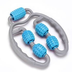 U Shape Trigger Point Massage Roller Full Body Massage Tool Arm Leg Neck Muscle Massager 4 Wheels Fitness Device For Sports (Option: Old blue)